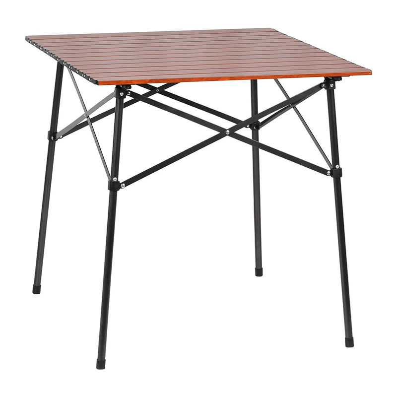 OS2111-Lightweight Aluminum Folding Square Table Roll Up Top 4 People Compact Table with Carry Bag for Camping, Picnic, Backyards, BBQ