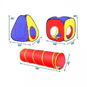 3 in 1 Kids Toys for Indoor and Outdoor Playhouse Kids Play Tent with Play Tunnels and Ball Pit Pop Up Toddler Tent for Kids