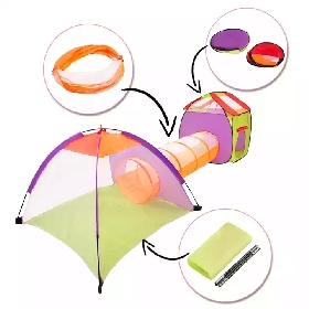 3 in 1 Kids Play Tent with Tunnel Playground Ball Pit with Balls for Child play games indoor and outdoor