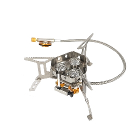 Windproof Camp Stove Camping Gas Stove with Windscreen, Fuel Canister Adapter, Piezo Ignition for Outdoor