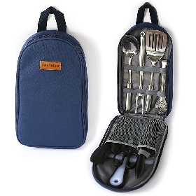 10 Piece Camp Cooking Utensil Set for Outdoor Kitchen Gear