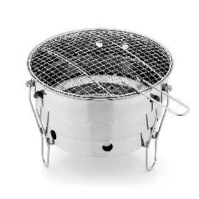 Portable Charcoal Grill BBQ Stove Stainless Steel Round Folding Tabletop Camping
